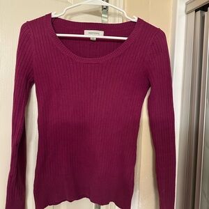 Merona Women's Ribbed Scoop Neck Sweater - Berry